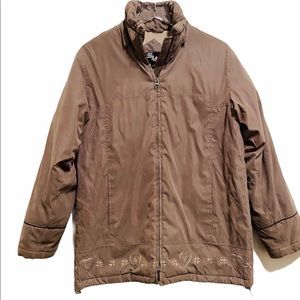 ☘️SM2 beige embroidered parka jacket Size S